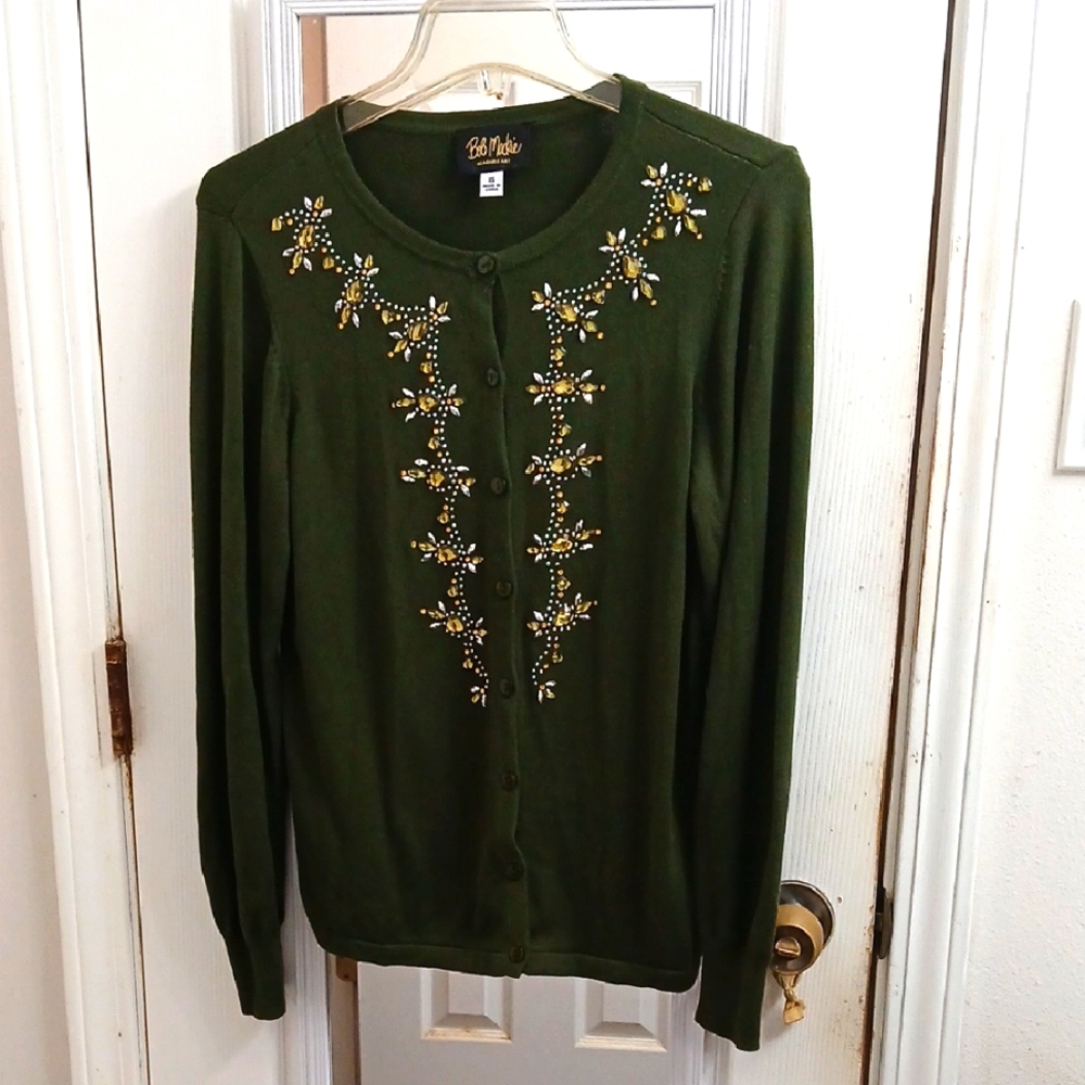 Bob Mackie Olive Cardigan size xs